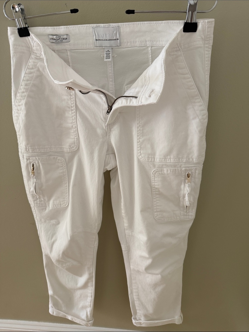 White House Black Market White Straight Crop Pants